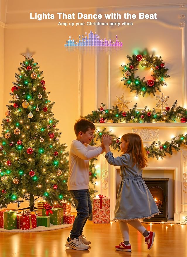 Minetom LED Color Changing Smart RGB Christmas Tree Lights, 132ft 400LED String Lights, 16 Milion Adjustable Colors Fairy Lights with Remote & Timer & Memory Function for Xmas Tree Holiday Party