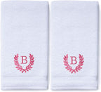 Decorative and Monogrammed Hand Towels for Bathroom Kitchen Makeup | Personalized Gift for Wedding-Bridal | Roman Font Custom Luxury Turkish Towel | Spa Collection, Oversized, 16 X 30 Inch, Set of 2