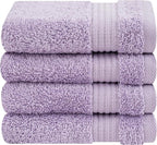 Cotton Paradise 100% Cotton Turkish Washcloth Set for Bathroom, 4 Piece Soft Absorbent Small Hand Face Towels Wash Rags, Lilac