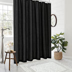 90 Inch Shower Curtain Linen Neutral Extra Long Shower Curtain for Bathroom Bath Drapes Modern Boho Shabby Chic Country Rustic Cloth Drapes Bathroom Decor Black 72x90