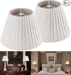 GO&SO 5"x9"x6.4" (Spider) Small Beige Oatmeal Linen Lampshades for Table Lamps, Wall Lamps-Bedside, with Pleated Modern Rustic Bell Lamp Shades Bedroom, Living Room- Natural Fabric (2 Pack)