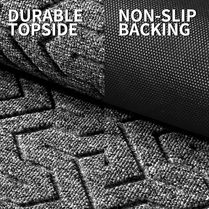 Yimobra Large Door Mat Outside Entrance 47x32, Waterproof Heavy Duty Outdoor Mats for Front Door, Non Slip Rubber Entry Mat for Garage Patio Indoor, Easy Clean, Mix Grey