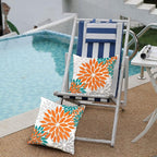 DFXSZ Orange Flower Pillow Covers 16x16 Inch Set of 2 Fall Throw Pillows Outdoor Waterproof Decor for Living Room Sofa Patio Funiture Garden Floral Polyester Pillow Cover 002N16