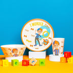 Zak Designs Blippi Kids Dinnerware Set 3 Pieces, Durable and Sustainable Melamine Bamboo Plate, Bowl, and Tumbler are Perfect For Dinner Time With Family (Blippi, TABBS)