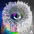 KNONEW 197FT 500 LED Christmas String Lights Outdoor Color Changing 11 Modes Timer Fairy Light Plug in Waterproof Lights for Xmas Tree Yard Wedding Decorations (Cool White to Multicolor)