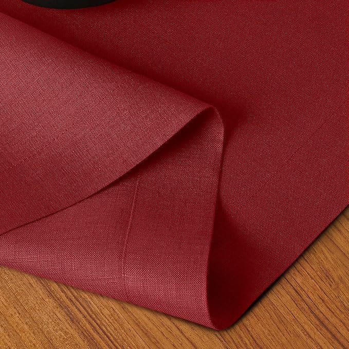 D'Moksha Homes Linen Red Table Runner 54 Inches - 100% Pure Linen Table Runner 14 x 54 Inch for Dresser, Coffee Tables, Fall, Autumn and Halloween - Machine Washable