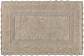 Savi Home Cotton Crochet Bathmat with Antiskid 21x34 Linen, 100% Pure Cotton, Super Soft White, Plush & Absorbent, Hand Tufted Heavy Weight Construction, Full Reversible Step Out Rugs