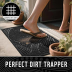 Yimobra Large Door Mat 47x32, All-Weather Waterproof Art Line Outdoor Mats for Front Door, Heavy Duty Non-Slip Welcome Matt for Garage Patio Proch Entryway Indoor, Black