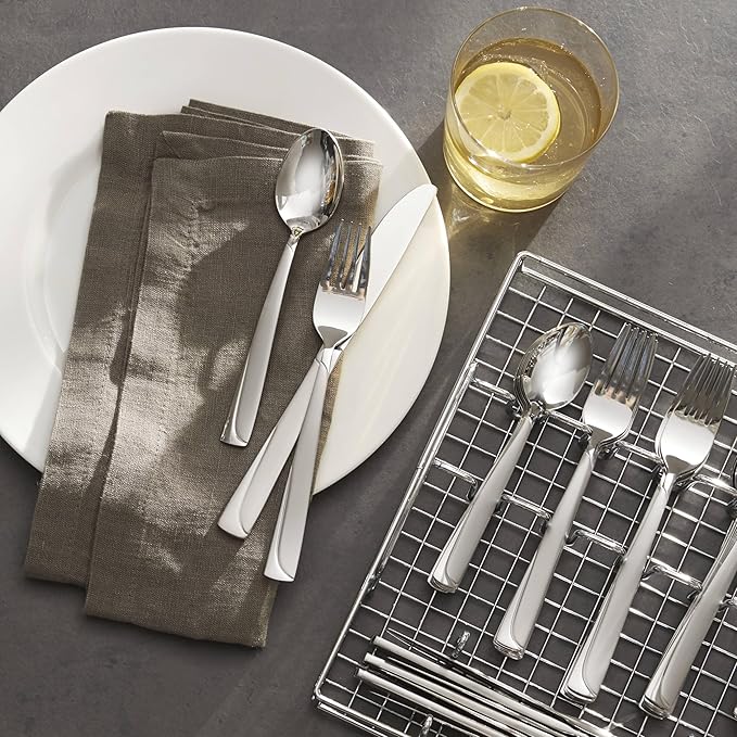 Oneida Madeline 51 Piece Everyday Flatware Set with Caddy, Service for 8, 18/0 Stainless Steel, Silverware Set