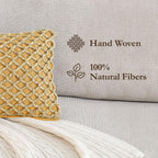 Boho Living Jada Premium Woven Design, Decorative Throw, Living Room Décor, (1) 12" x 20" Pillow Cover, Mustard Yellow
