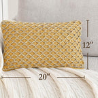 Boho Living Jada Premium Woven Design, Decorative Throw, Living Room Décor, (1) 12" x 20" Pillow Cover, Mustard Yellow