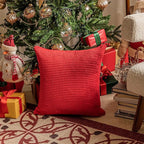 Home Brilliant Red Pillow Covers 20x20 Set of 2 Super Soft Corduroy Stripes Velvet Day Decorative Throw Pillow Covers for Couch Patio Christmas, 20 x 20 Inches, Red