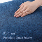 decorUhome Decorative Outdoor Throw Pillow Covers 18x18 Set of 2, Square Linen Rustic Neutral Farmhouse Euro Pillow Covers with Stitched Edge for Couch, Sofa, Living Room, Dark Blue