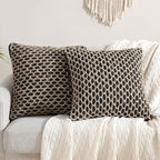 Boho Living Jada Premium Woven Design, Living Room Décor, Decorative Throw, (2) 18" x 18" Pillow Covers, Black 2 Count