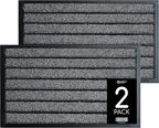ubdyo 2 Pack Heavy Duty Door Mat Outdoor Entrance - Muddy Dirt Trapping Outdoor Mats - Low Pile Front Door Mat Outside Entrance - Anti Slip Indoor Doormat - Patio, Porch - 30'' x 17'', Bright Black