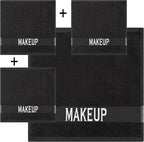 Cotton Paradise Makeup Remover Towels 4 Pack 100% Cotton 12x12 Inch Turkish Makeup Removal Face Cloths for Washing Face Soft Black Makeup Towel