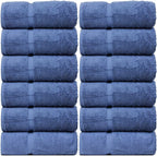 Luxury Hotel & Spa Quality, 100% Turkish Cotton 700 GSM Cloth, for Body wash, Makeup & Facial Cleaning, Baby, face, loofah, Dobby Border Soft washcloths Towel Set 13" X 13", Wedgewood, Set of 12