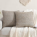 Boho Living Jada 2 Pc Decorative Throw Pillow Covers, Pillow Insert not Included, Premium Woven Design, Living Room Décor, (2) 20" x 20", Grey