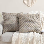 Boho Living Jada 2 Pc Decorative Throw Pillow Covers, Pillow Insert not Included, Premium Woven Design, Living Room Décor, (2) 20" x 20", Grey