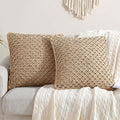 Boho Living 18x18 Beige Throw Pillow Covers Pillow Insert not Included - Boho Pillow Covers Only, Pack of 2