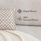 Boho Living Jada Premium Woven Design, Decorative Throw, Living Room Décor, (1) 12" x 20" Pillow Cover, White