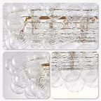 Luxury Bubble Glass Chandeliers Clear Ribbed Swirled Blown Glass Ball 50" L Rectangular Island Light Fixture Hanging Pendant Light Fixtures for Living Room Restaurant Dining Table