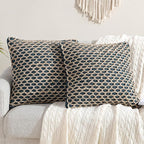 Boho Living Jada 2 Pc Decorative Throw Pillow Covers, Pillow Insert not Included, Premium Woven Design, Living Room Décor, (2) 20" x 20", Indigo