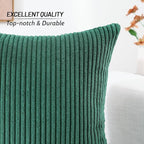 Mecatny Christmas Decorative Corduroy Throw Pillow Covers 18x18 Set of 2 for Sofa Living Room, Soft Neutral Boho Couch Pillow Covers for Home Decor, Green