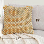 Boho Living Jada Premium Woven Design, Living Room Décor, Decorative Throw, (2) 18" x 18" Pillow Covers, Mustard Yellow 2 Count
