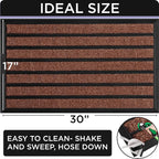 ubdyo Extra Durable Door Mat - Dirt Trapping Outdoor Welcome Mats - Non-Slip Outdoor Indoor Entrance - Low Profile Front Doormat (30" x 17", Bright Burgundy)