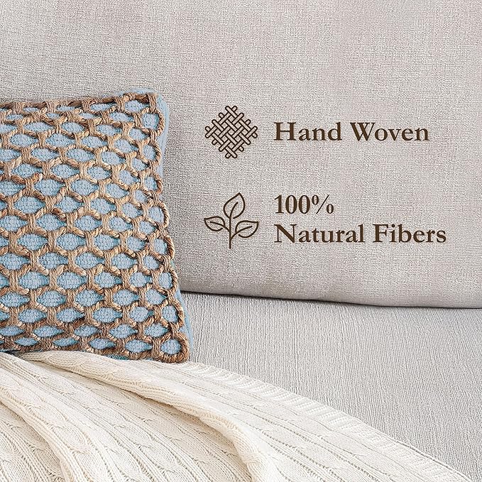 Boho Living Jada Decorative Throw, (1) 12" x 20" Pillow Cover, Light Blue