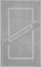 Cotton Paradise 100% Cotton Bath Mats for Bathroom Floor Set of 2 Pack, 20x34 Soft Absorbent Washable Quick Dry Tub Bathmat, Light Gray Towel Bath Mat