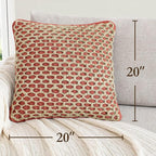 Boho Living Jada Premium Woven Design, Living Room Décor, Decorative Throw, (2) 20" x 20" Pillow Covers with Insert, Rust 2 Count