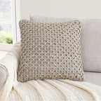 Boho Living Jada Premium Woven Design, Living Room Décor, Decorative Throw, (1) 18" x 18" Pillow Cover with Insert, Grey