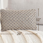 Boho Living Jada Premium Woven Design, Living Room Décor, Decorative Throw, (1) 12" x 20" Pillow Cover, Grey