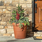 Step2 Claremont Tall Round Planter, Large Planters for Outdoor Plants, Gardening and Flower Pot for Patio or Porch, Efficient Drainage, Durable Plastic, Terracotta, 2-Pack