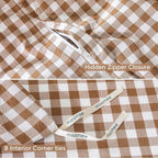 MooMee Gingham Duvet Cover Set 100% Washed Cotton Linen Like Textured Breathable Durable Soft Comfy Modern Checkered Design (Dark Orange Gingham, Full 80"x90")