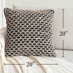Boho Living Jada Decorative Throw, Includes Accent, Premium Woven Design, Living Room Décor, (1) 20" x 20" Pillow Cover with Insert, Black