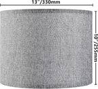 Gray Drum Lamp Shades Set of 2 Medium 13" Top x 13" Bottom x 10" High (Spider) Traditional Lampshades for Table Lamp & Bedside Lamp - Assembly Required - Modern Lamp Shade By GO&SO