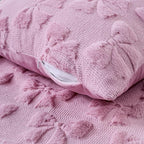 Pink Christmas Pillow Covers 18x18 Set of 2 Valentine Coquette Room Decor Cute Faux Fur Soft Aesthetic Bowknot Plush Preppy Fluffy Decorative Throw Cushion Case for Sofa Couch Bed Chair Living Room