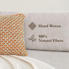Boho Living Jada Premium Woven Design, Living Room Décor, Decorative Throw, (2) 18" x 18" Pillow Covers, Harvest Orange 2 Count