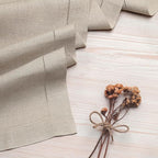 D'Moksha Homes Linen Natural Table Runner 132 Inches Long - 100% Pure Linen Extra Long Table Runner 14 x 132 Inch for Fall, Autumn and Halloween - Classic Hemstitch