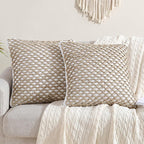 Boho Living Jada Decorative Throw, Includes Accent, Premium Woven Design, Living Room Décor, (2) 20" x 20" Pillow Cover with Insert, White