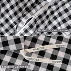 MooMee Gingham Duvet Cover Set 100% Washed Cotton Linen Like Textured Breathable Durable Soft Comfy Modern Checkered Design (Black White Gingham, Super King 108"x98")
