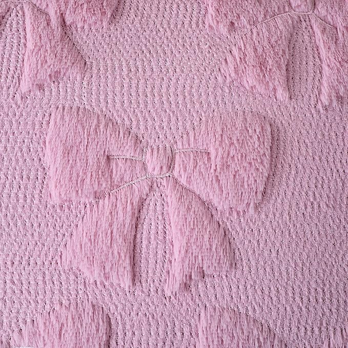 Pink Christmas Pillow Covers 18x18 Set of 2 Valentine Coquette Room Decor Cute Faux Fur Soft Aesthetic Bowknot Plush Preppy Fluffy Decorative Throw Cushion Case for Sofa Couch Bed Chair Living Room