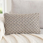 Boho Living Jada Premium Woven Design, Living Room Décor, Decorative Throw, (1) 12" x 20" Pillow Cover, Grey