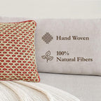 Boho Living Jada Premium Woven Design, Living Room Décor, Decorative Throw, (2) 20" x 20" Pillow Covers with Insert, Rust 2 Count