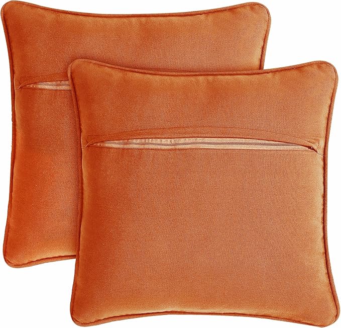 Boho Living Jada Premium Woven Design, Decorative Throw, Living Room Décor, (2) 20" x 20" Pillow Covers, Harvest Orange 2 Count