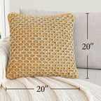 Boho Living Jada Premium Woven Design, Living Room Décor, Decorative Throw, (2) 20" x 20" Pillow Covers with Insert, Mustard Yellow 2 Count