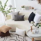 Home Brilliant Set of 2 Cream Pillow Covers 20x20 Solid Supersoft Corduroy Handmade Decorative Corduroy Throw Pillow Cushion Cover for Bed Couch Christmas Decor, 50cm, 20 x 20 Inch, Cream Cheese
